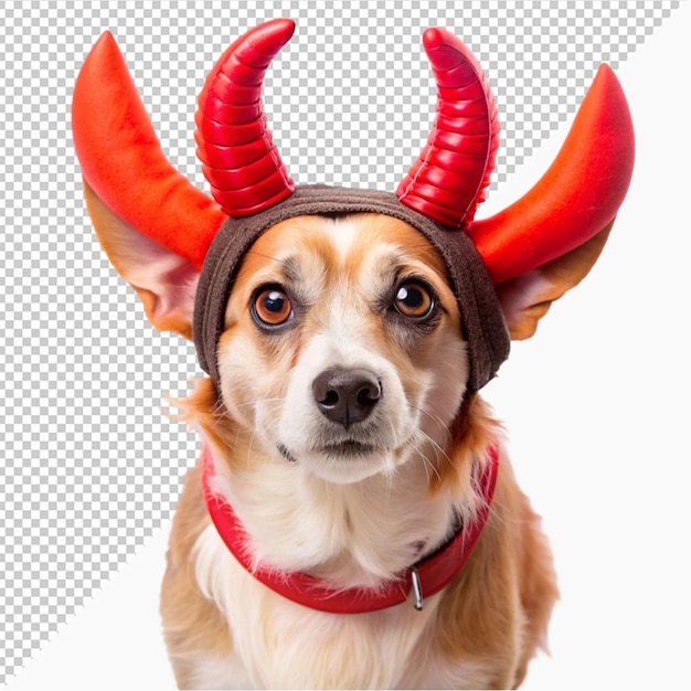 dog wearingdevilishhornsasfunnyhalloween