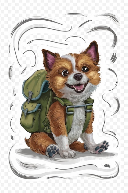 PSD a dog with a backpack that says dog on it