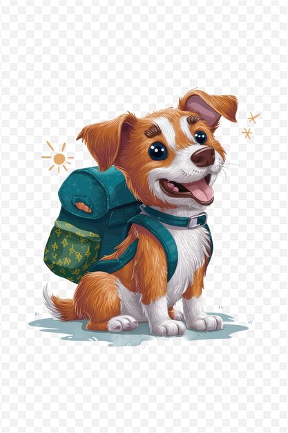 PSD a dog with a backpack that says dog in it