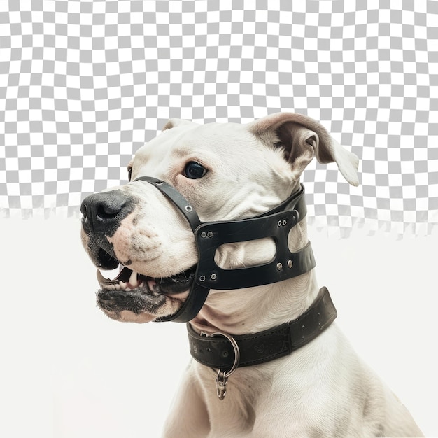 PSD a dog with a collar that says  the dog is wearing a black leather belt