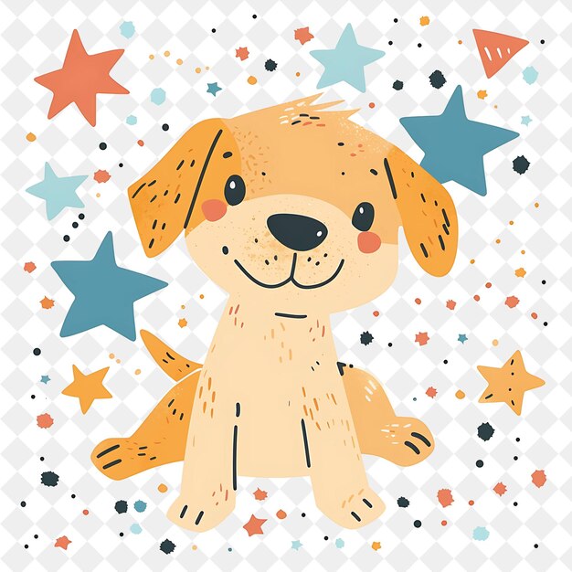 PSD a dog with a star on it and stars in the background