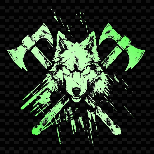 PSD a dog with a wolf head on his back and a green background with the words quot wolf quot on it