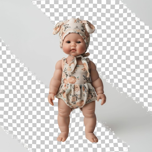 PSD a doll with a bandana on it stands in front of a white background