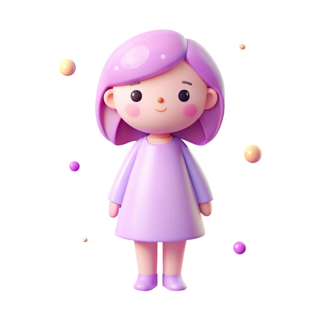 a doll with purple hair and purple dress and purple hair