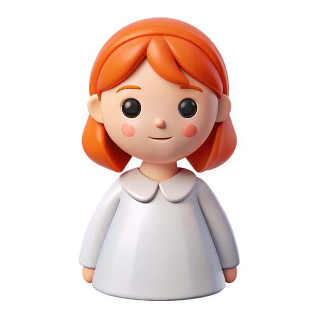 a doll with red hair and a white dress with a white dress on it