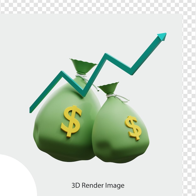 dollar bill rising arrow 3d illustration