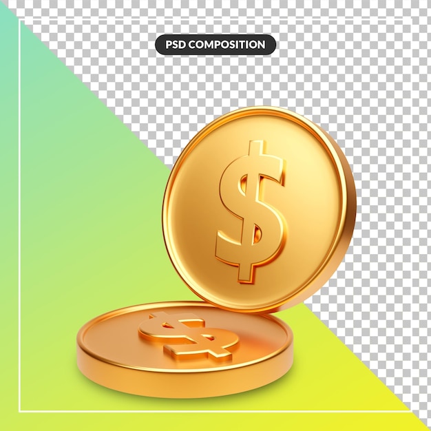 Dollar coin 3d visual for composition isolated