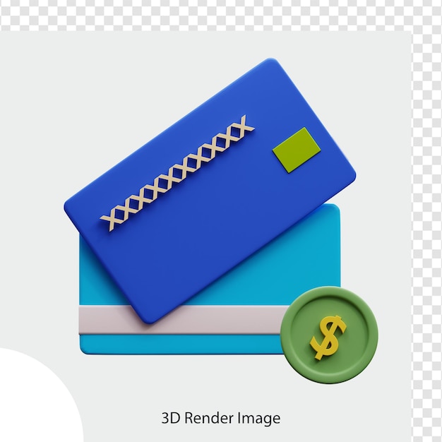 dollar coin with atm card 3d illustration