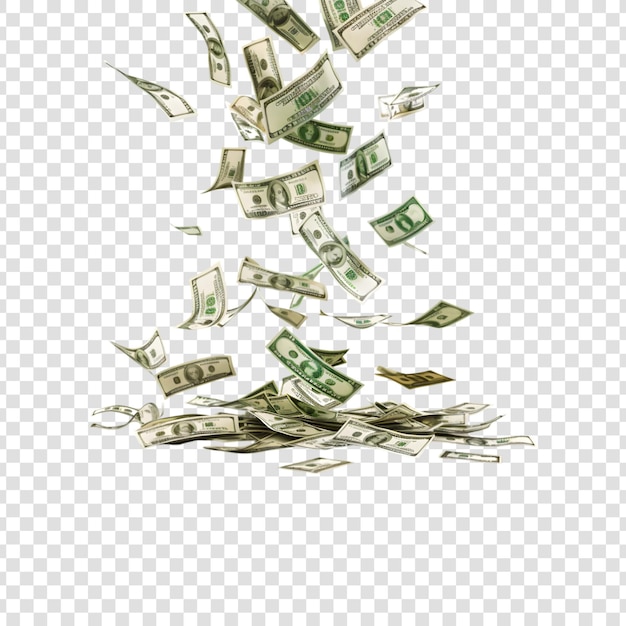 Dollar flying isolated on a transparent background