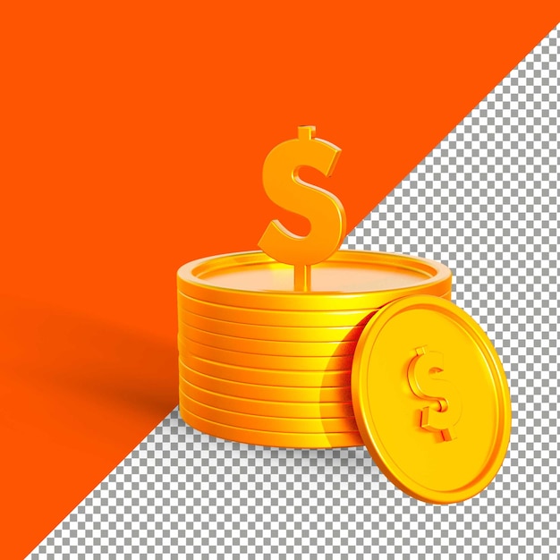 Dollar gold coin 3d render