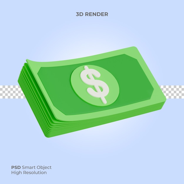 Dollar money icon 3d illustration isolated premium psd