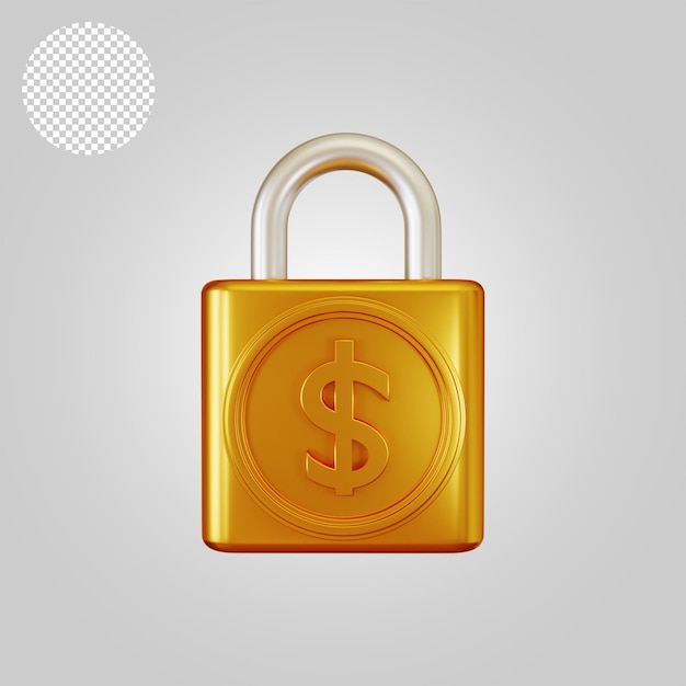 Dollar Padlock illustration 3d Rendering