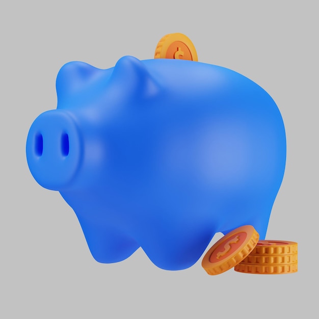 PSD dollar piggy bank icon 3d rendering