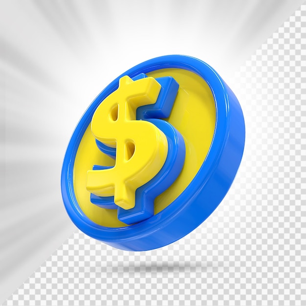 PSD dollar symbol coin 3d render