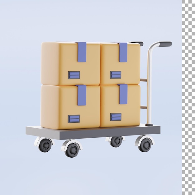 Dolly And Boxes 3d Rendering