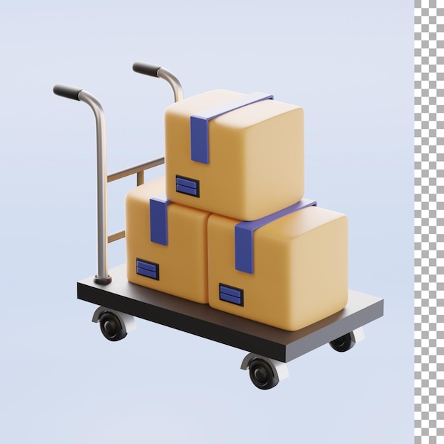 Dolly Cart And Boxes 3d Illustration