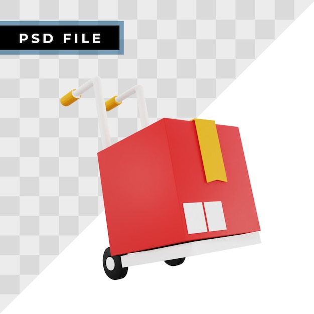 Dolly deliver Package 3D rendering icon isolated, perfect for Ecommerce business presentation