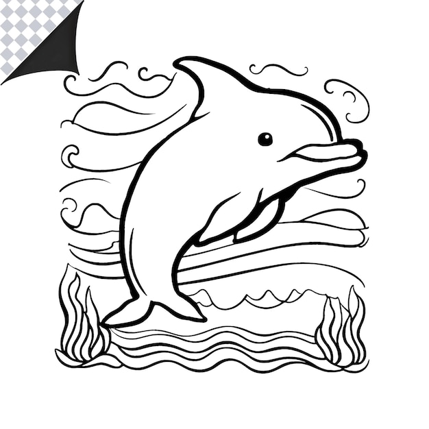 PSD dolphin outline image for kids coloring book fun and easy dolphin coloring page