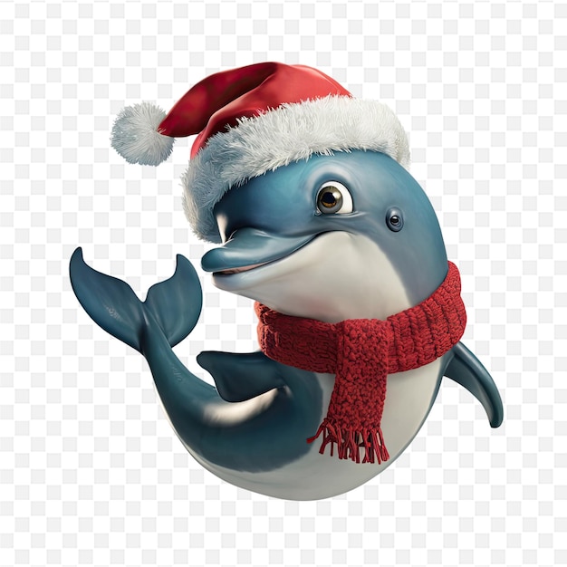 a dolphin wearing a santa hat with a santa hat