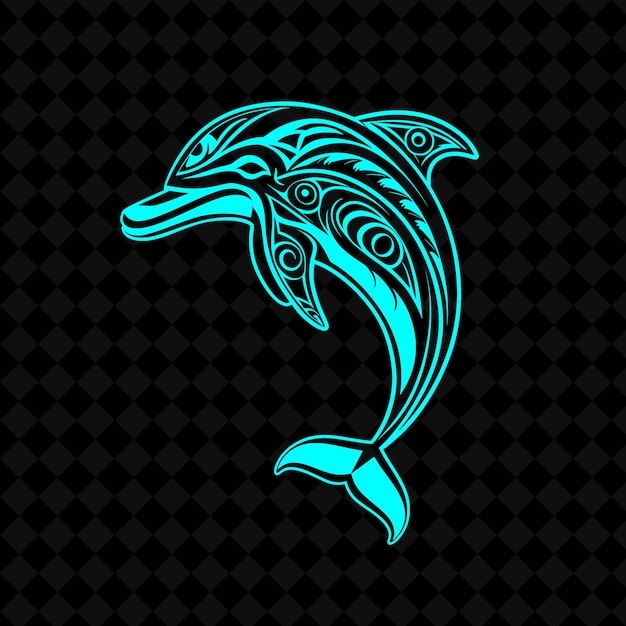 a dolphin with a pattern of geometric shapes on it