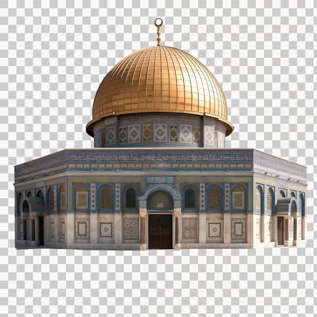 PSD dome of rock mosque isolated on transparent background