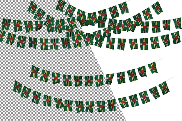 Dominica Flag Bunting Rope Decoration Set Small Flag Celebration 3D Rendering