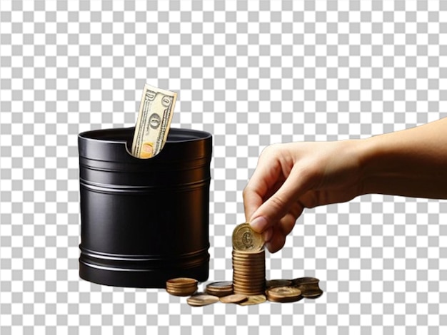 Donation concept hand putting money coin in box