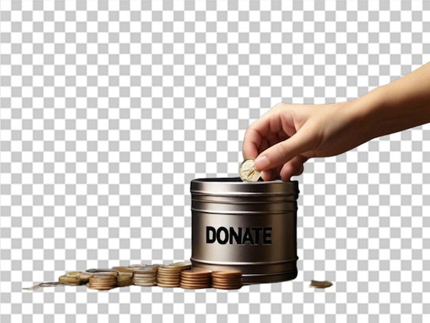 PSD donation concept hand putting money coin in box