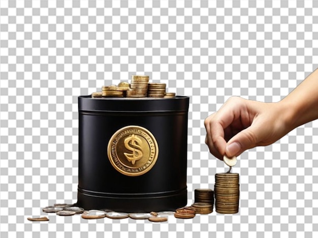 Donation concept hand putting money coin in box