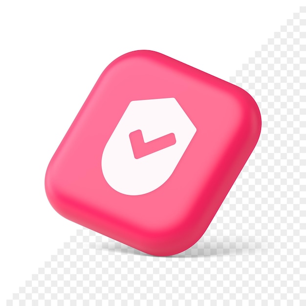 Done checkmark shield button success protection approved password web app 3d icon symbol website element