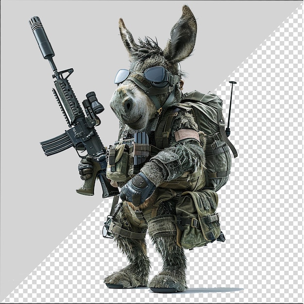 Donkey soldier cartoon character Brave Donkey warrior cartoon holding guns