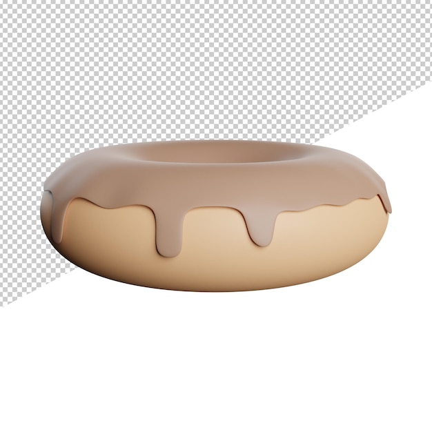 Donut Cake Desert front view 3d rendering icon illustration on transparent background