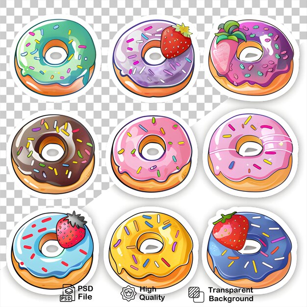 PSD donut illustration png on transparent background delicious donuts design