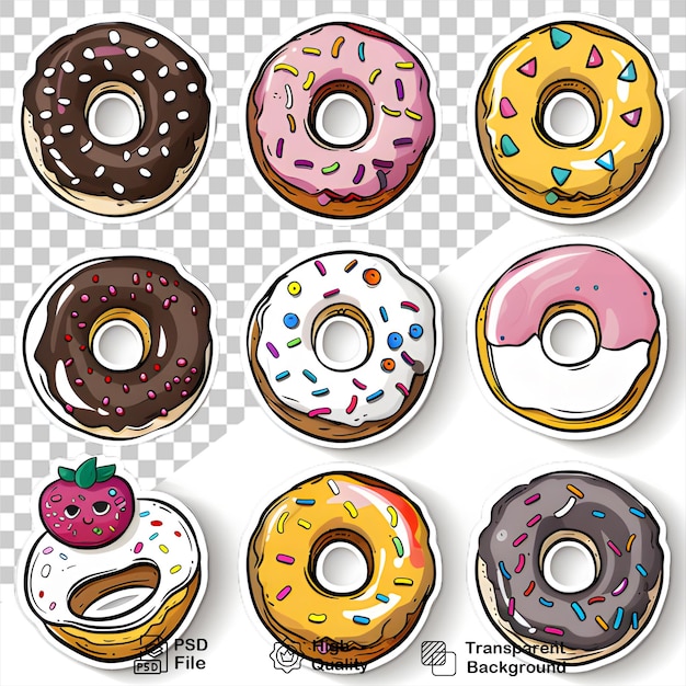 PSD donut illustration png on transparent background delicious donuts design