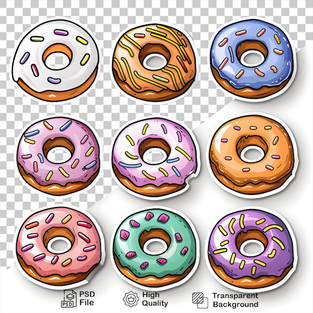 PSD donut illustration png on transparent background delicious donuts design