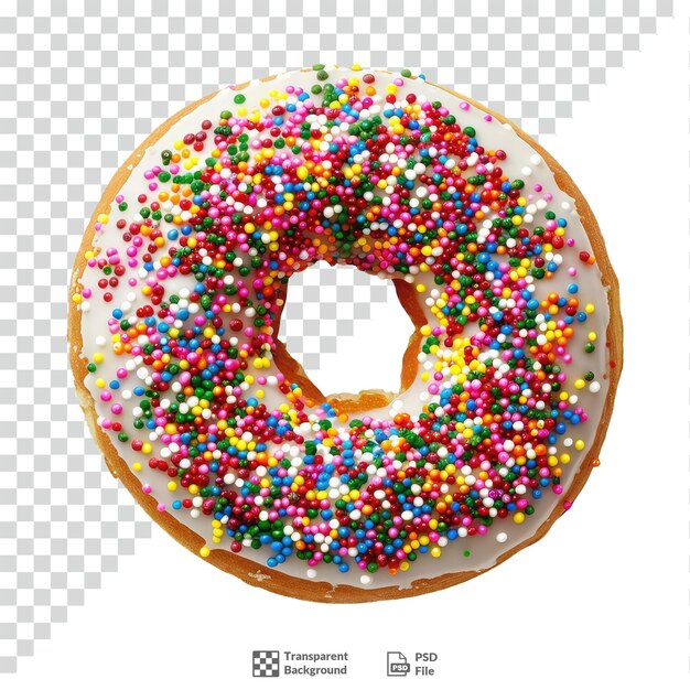 PSD donut with colorful sprinkles transparent background