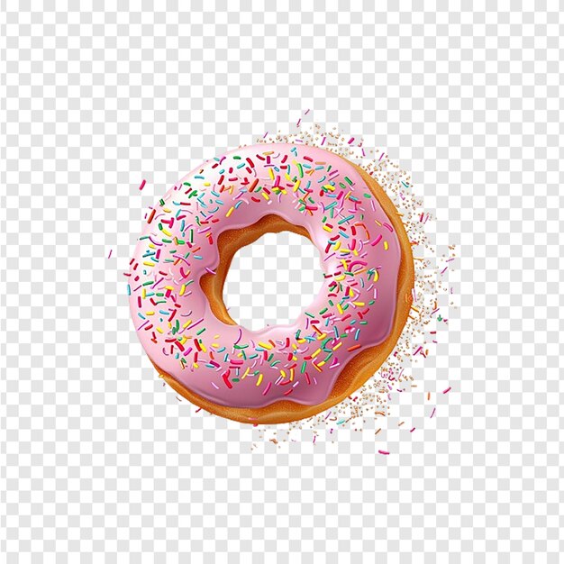 PSD a donut with colorful sprinkles and the word donuts on it