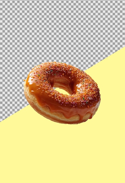 a donut with a glaze on it and a half eaten donut on a transparent background