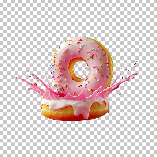 PSD donut with sugar cookie splash isolated on transparent background