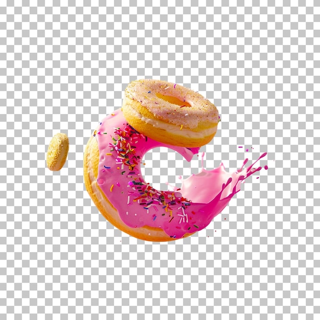 PSD donut with sugar cookie splash isolated on transparent background