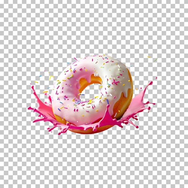 PSD donut with sugar cookie splash isolated on transparent background