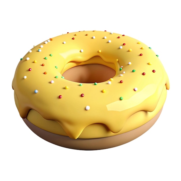 PSD a donut with yellow icing and a hole in the middle