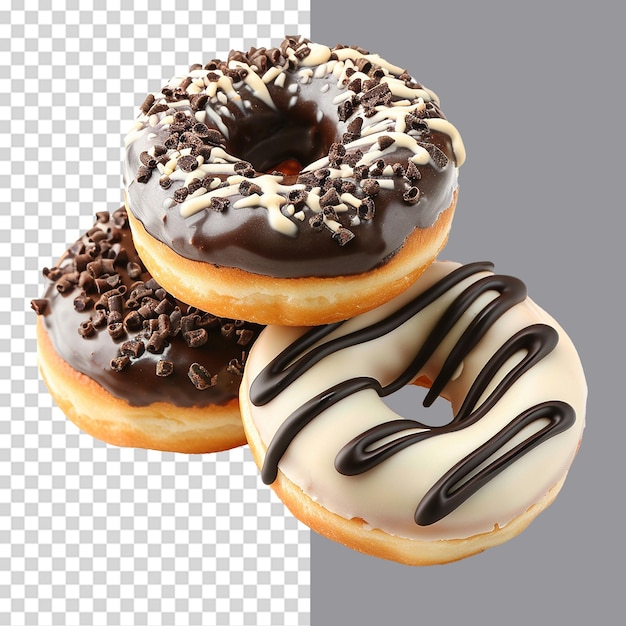 Donuts with dark and white chocolate png isolated on transparent background