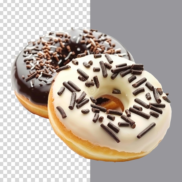 Donuts with dark and white chocolate png isolated on transparent background