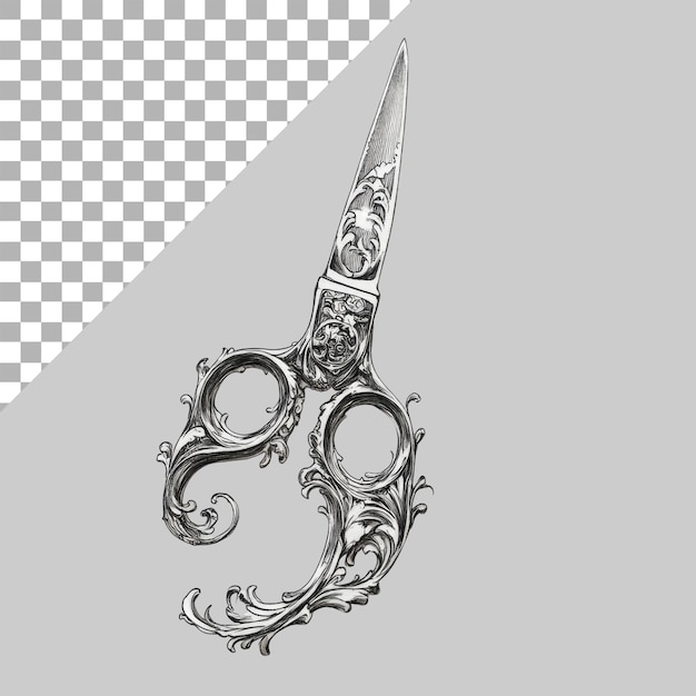 PSD doodle scissors on transparent background