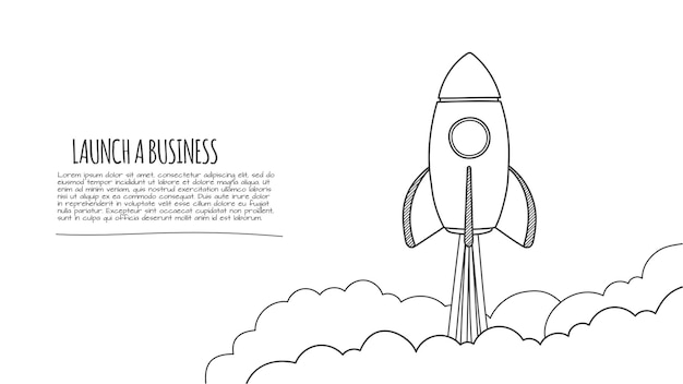 PSD doodle startup infographic hand drawn rocket illustration