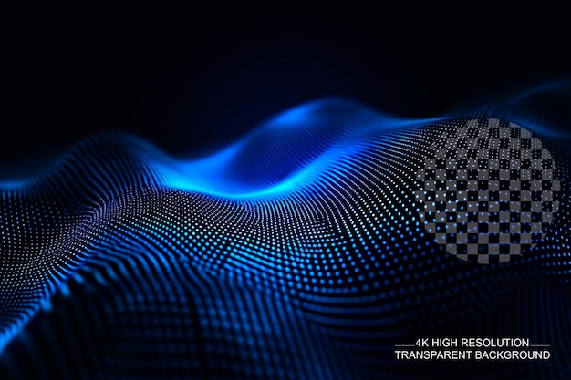 Dot blue wave light screen gradient texture background on transparent background