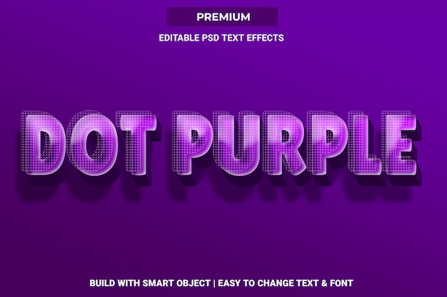 Dot Purple - 3d Text Style Font Effect PSD