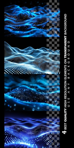 PSD dot white blue wave light screen gradient texture on transparent background