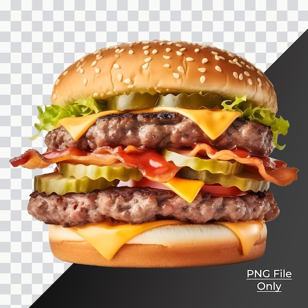 Double Beef Cheeseburger smooth lighting only png premium psd